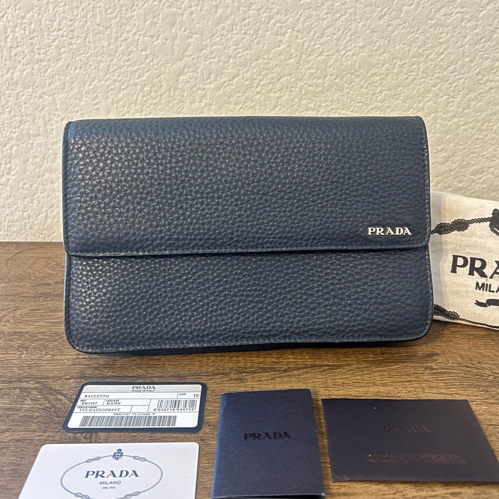 Prada Men's Dark Gray Leather Wallet